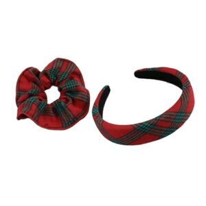 Christmas Plaid Headband & Scrunchie